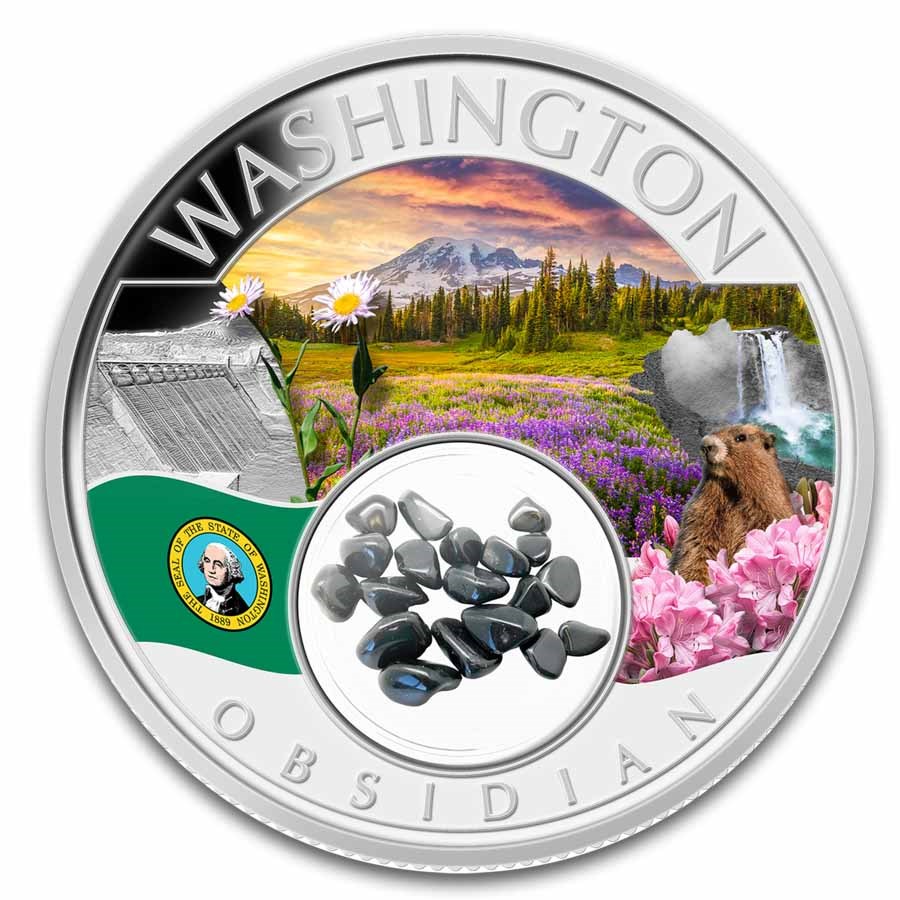 2024 1 oz Ag Treasures of the U.S. Washington Obsidian (Color)