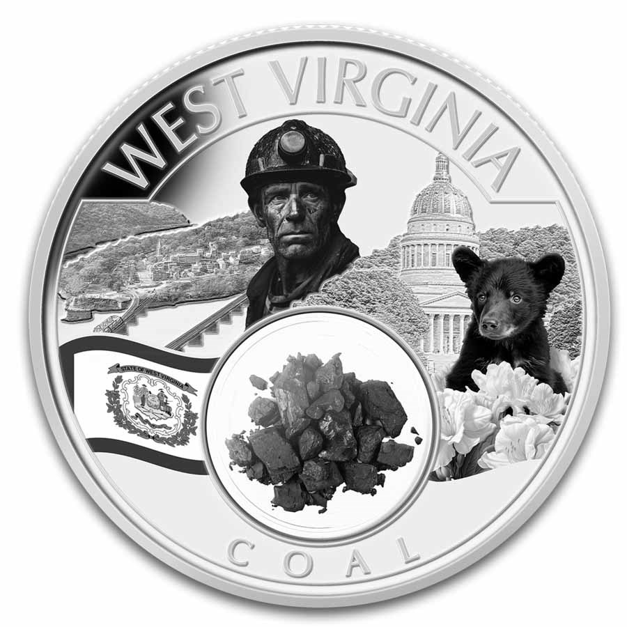 2024 1 oz Ag Treasures of the U.S. West Virginia Coal (Box/COA)