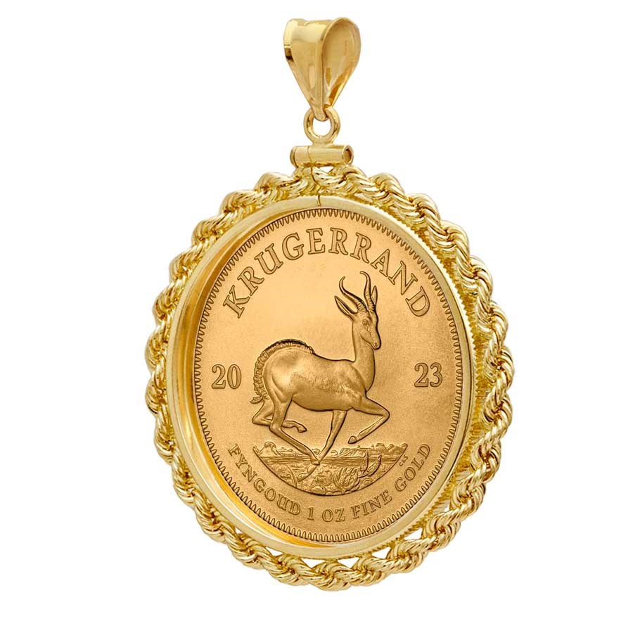 2024 1 oz Gold Krugerrand Pendant (Rope-Screw Top Bezel)