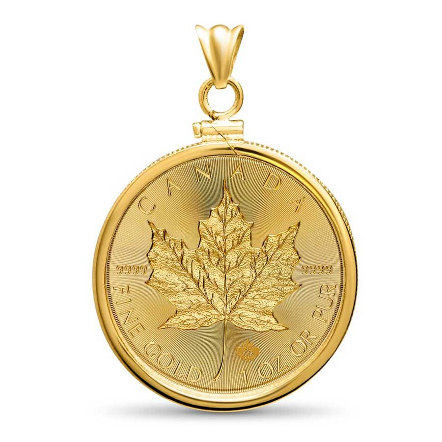 2024 1 oz Gold Maple Pendant (Plain-Front Bezel)