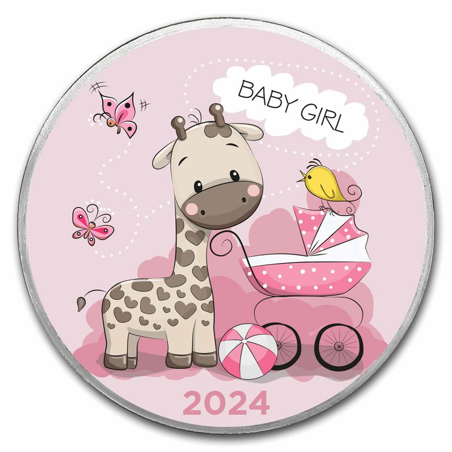 2024 1 oz Silver Colorized Round - APMEX (Baby Girl Giraffe)