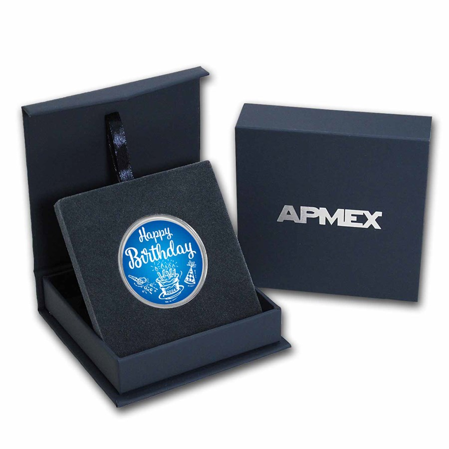 2024 1 oz Silver Colorized Round - APMEX (Blue Happy Birthday)