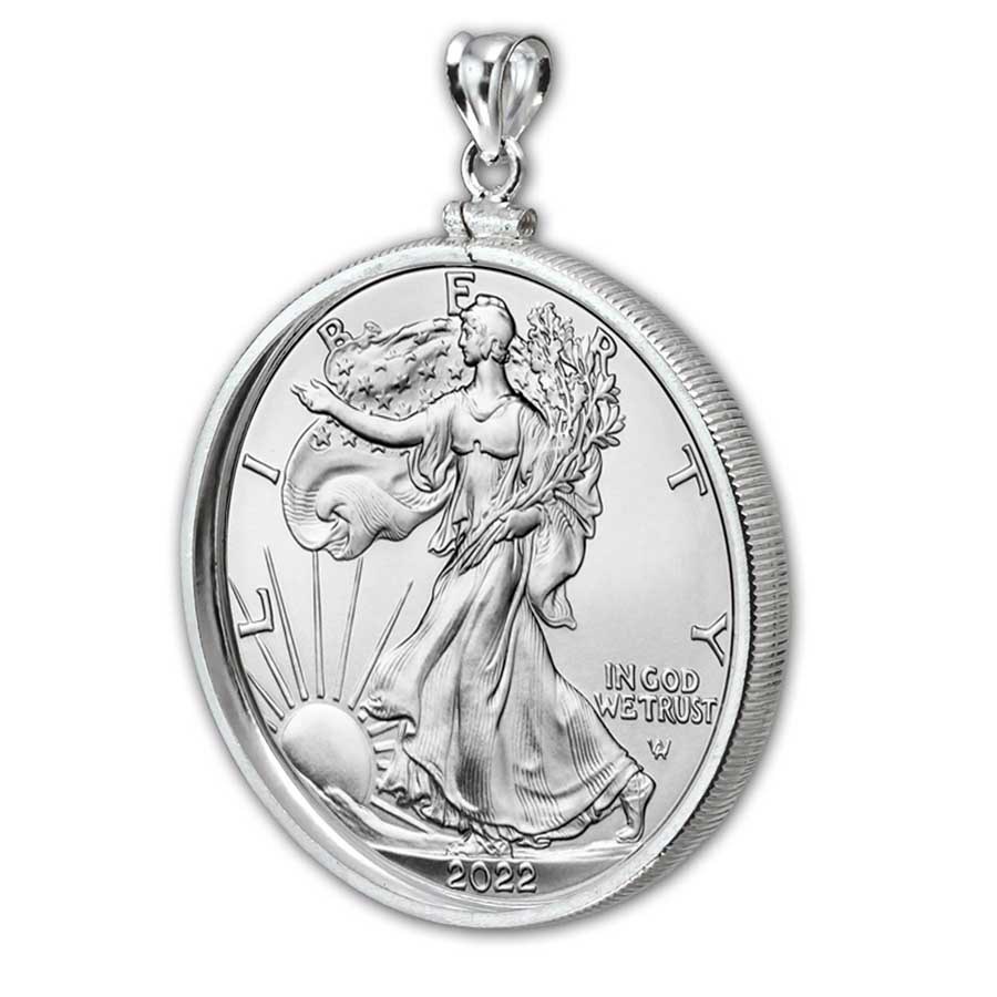 2024 1 oz Silver Eagle Pendant (Plain Front - Screw Top Bezel)