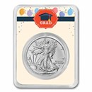 2024 1 oz Silver Eagle - w/Grad Balloons Card, In TEP