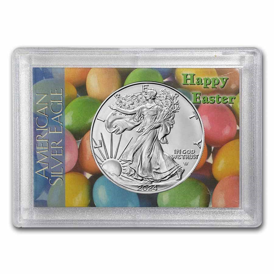 2024 1 oz Silver Eagle - w/Harris Holder, Happy Easter Design