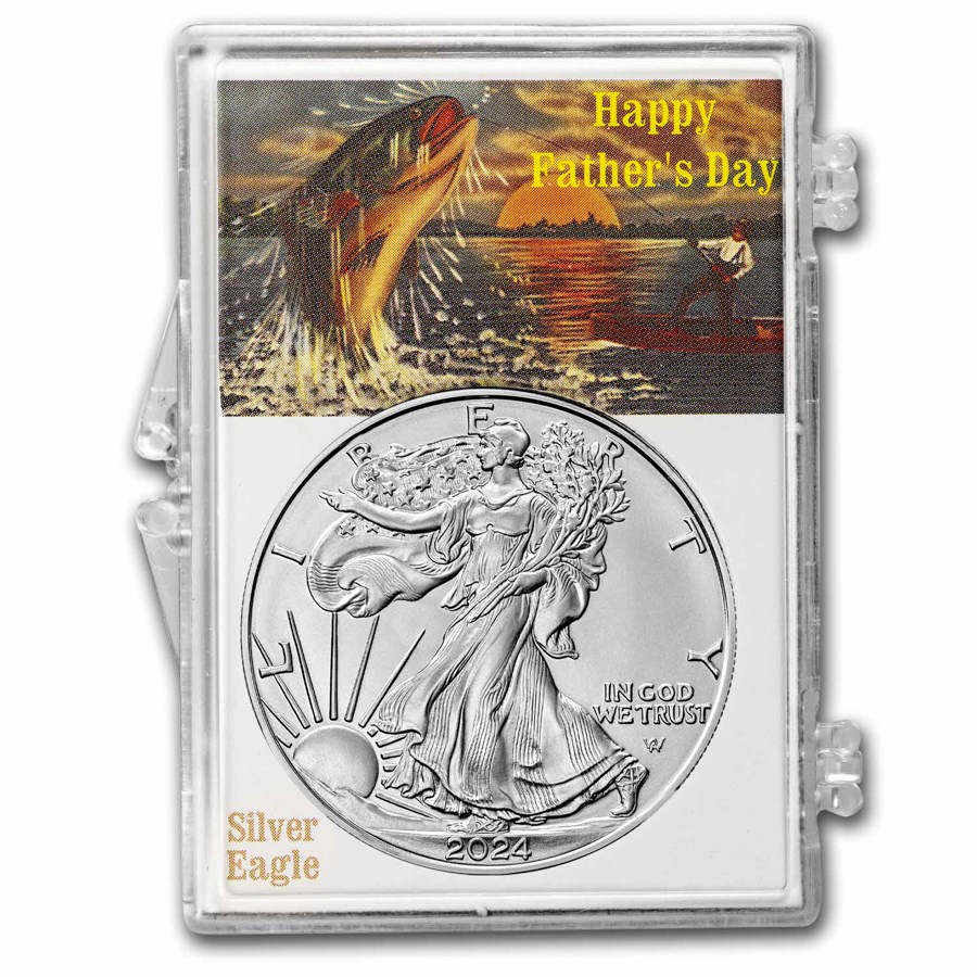 2024 1 oz Silver Eagle - w/Snap-Lock, Father's Day, Fishing