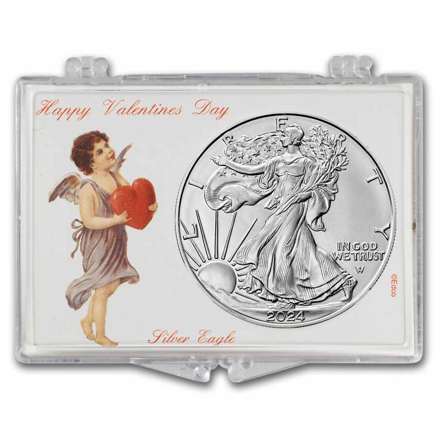 Buy 2024 1 Oz Silver Eagle Valentine S Day Snap Lock APMEX   2024 1 Oz Silver Eagle W Snap Lock Holder Valentines Day 269733 Slab 