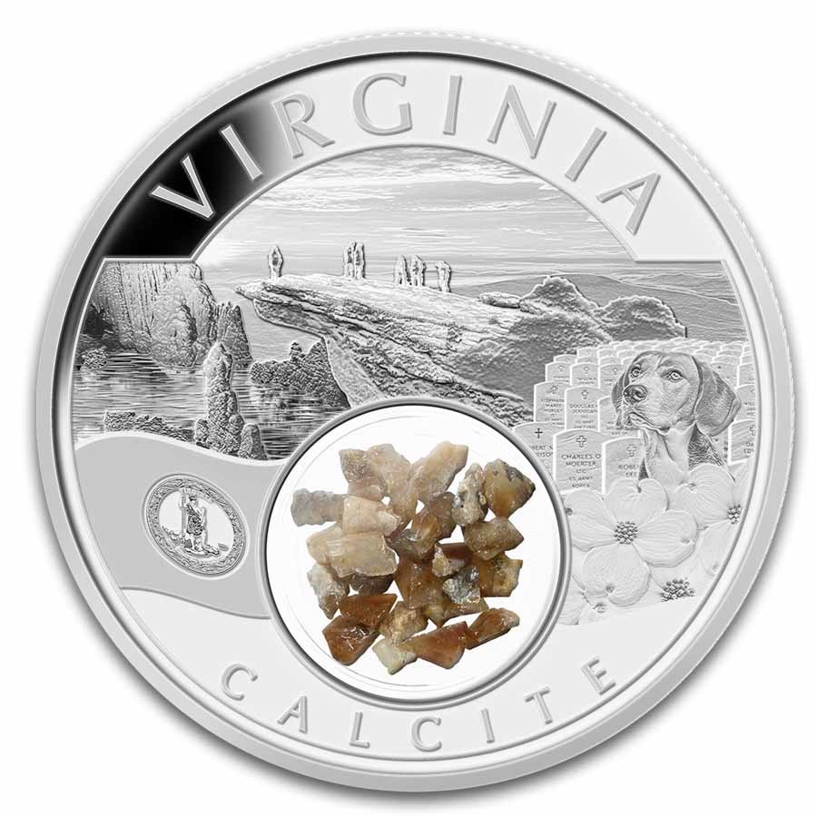 2024 1 oz Silver Treasures of the U.S. Virginia Calcite (Box/COA)