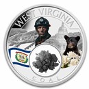 2024 1 oz Silver Treasures of the U.S. West Virginia Coal (Color)