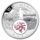 2024 1 oz Silver Treasures of the U.S. Wyoming Ruby (Box/COA)