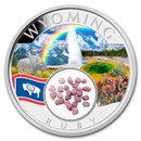 2024 1 oz Silver Treasures of the U.S. Wyoming Ruby (Colorized)