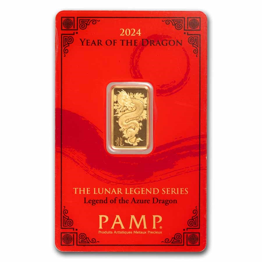 2024 5 gram Gold Bar - PAMP Lunar Legends Azure Dragon (In Assay)