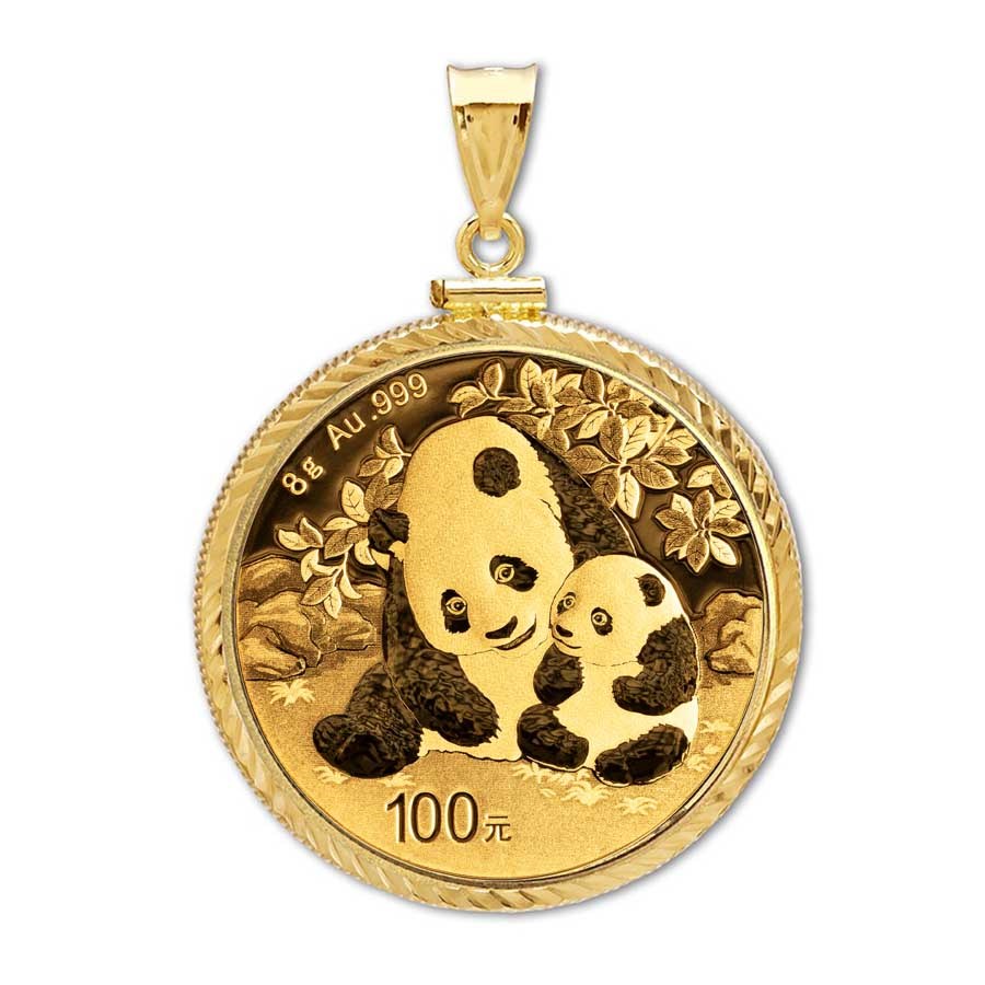 2024 8 gram Gold Panda Pendant (Diamond-Screw Top Bezel)