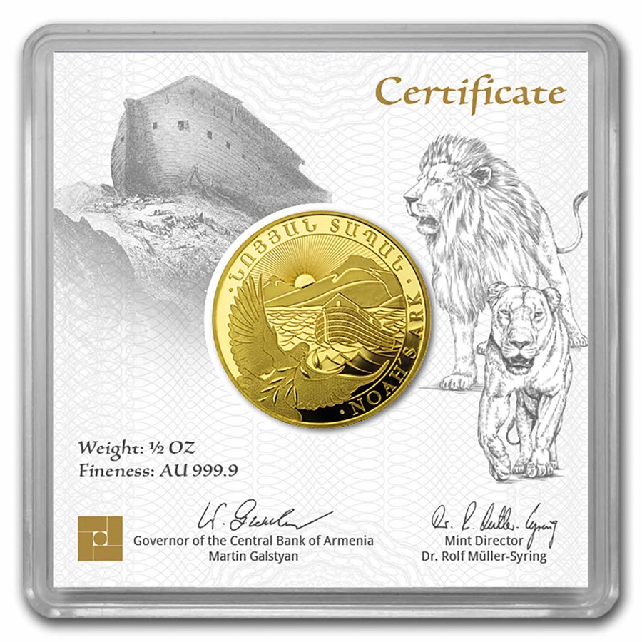 2024 Armenia 1/2 oz Gold 25,000 Dram Noah's Ark BU