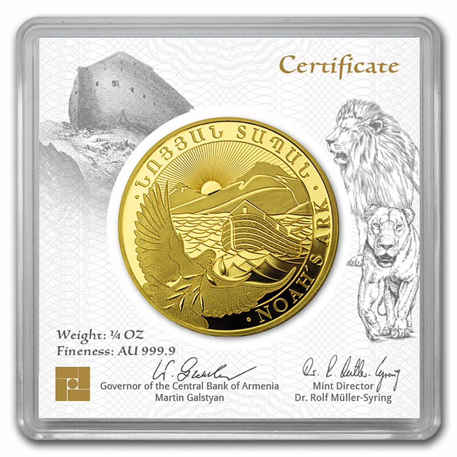 2024 Armenia 1/4 oz Gold 10,000 Dram Noah's Ark BU