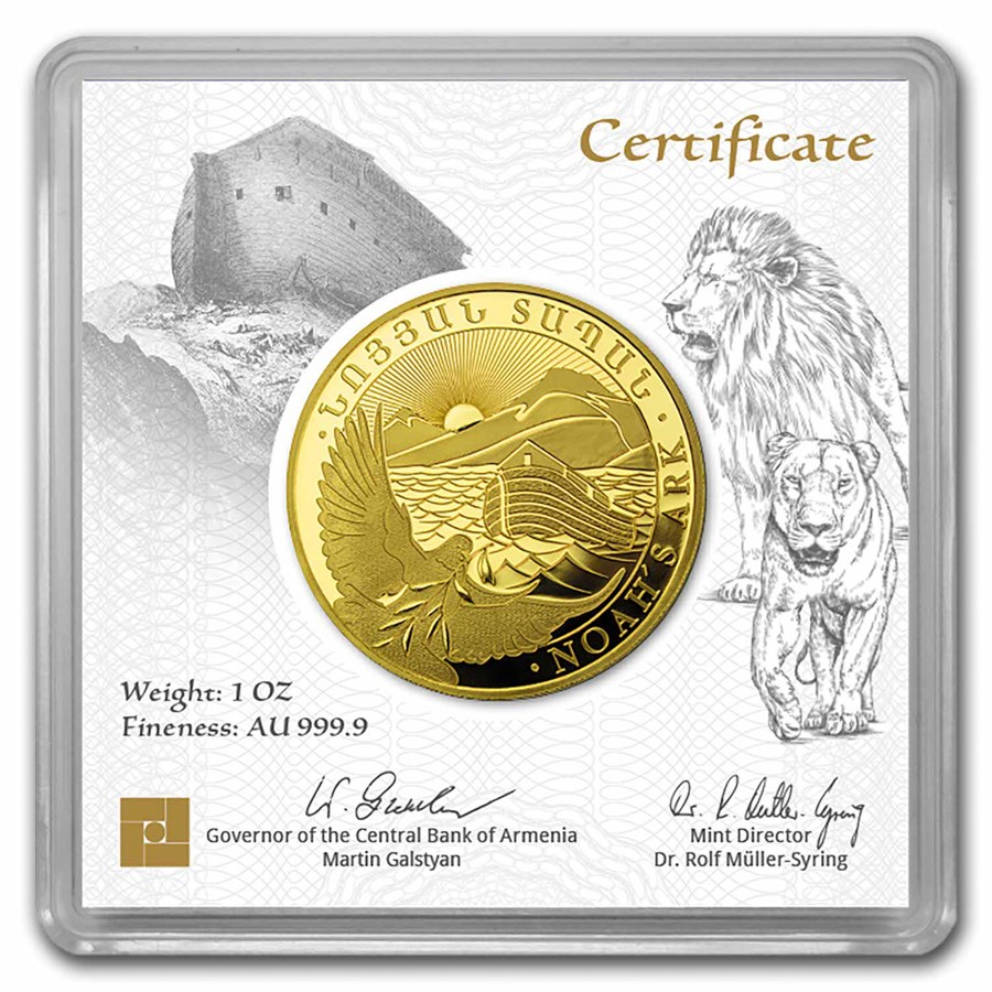 2024 Armenia 1 oz Gold 50,000 Dram Noah's Ark BU