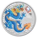 2024 AUS 1/2 oz Silver Blue Lunar Dragon BU (Cap, SIII)