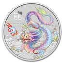 2024 AUS 1/2 oz Silver White Lunar Dragon BU (Cap, SIII)