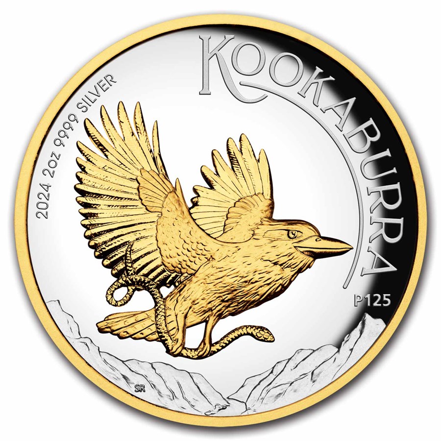 2024 AUS 2 oz Silver Gilded Australian Kookaburra Proof (HR)