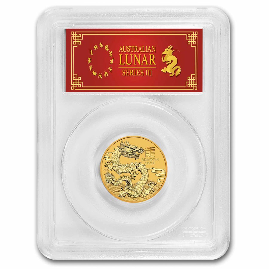 2024 Australia 1/4 oz Gold Lunar Dragon MS-70 PCGS (FS Red Label)