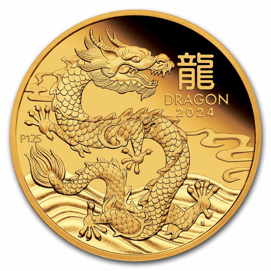 2024 Australia 1/4 oz Gold Lunar Dragon Proof (w/Box & COA)