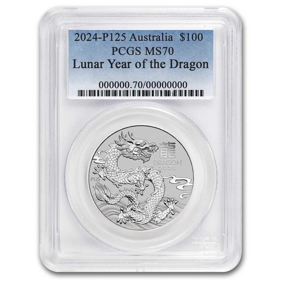 2024 Australia 1 oz Platinum Lunar Dragon MS-70 PCGS