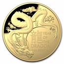 2024 Australia 1oz Gold $100 Lunar Year of the Dragon Domed Proof