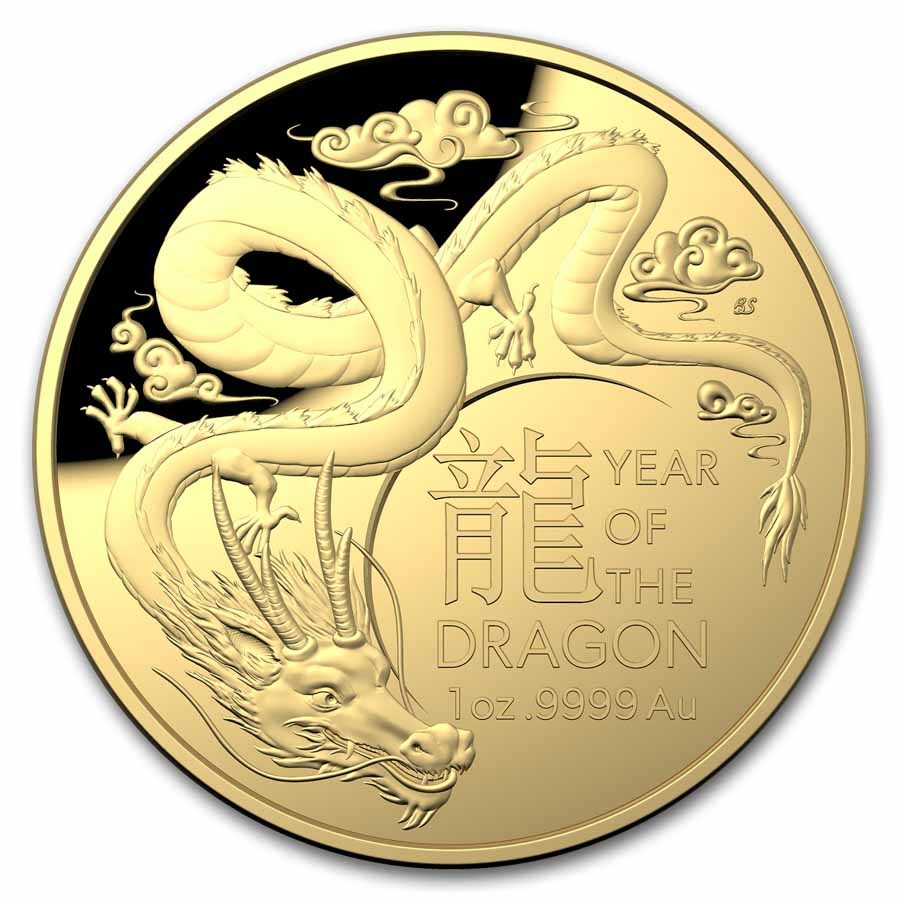 2024 Australia 1oz Gold $100 Lunar Year of the Dragon Domed Proof