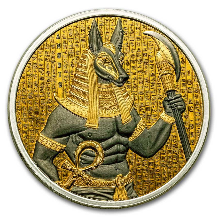 2024 Benin 1 oz Silver Golden Darkness of Egypt; Anubis