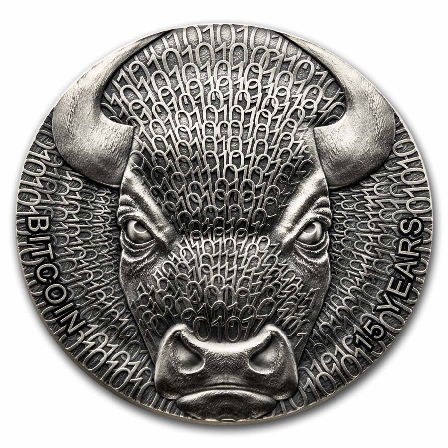 2024 Binary Bull United Crypto States 2 oz Antique Silver