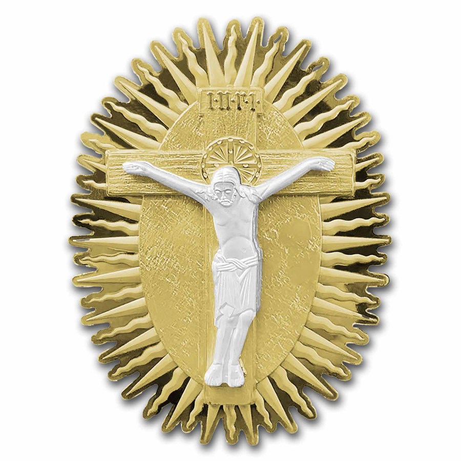 2024 Cameroon 1 oz Silver Crucifix w/ Gold Gilding