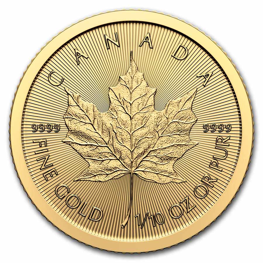 2024 Canada 1 10 Oz Gold Maple Leaf BU   2024 Canada 1 10 Oz Gold Maple Leaf Bu 284785 Obv 