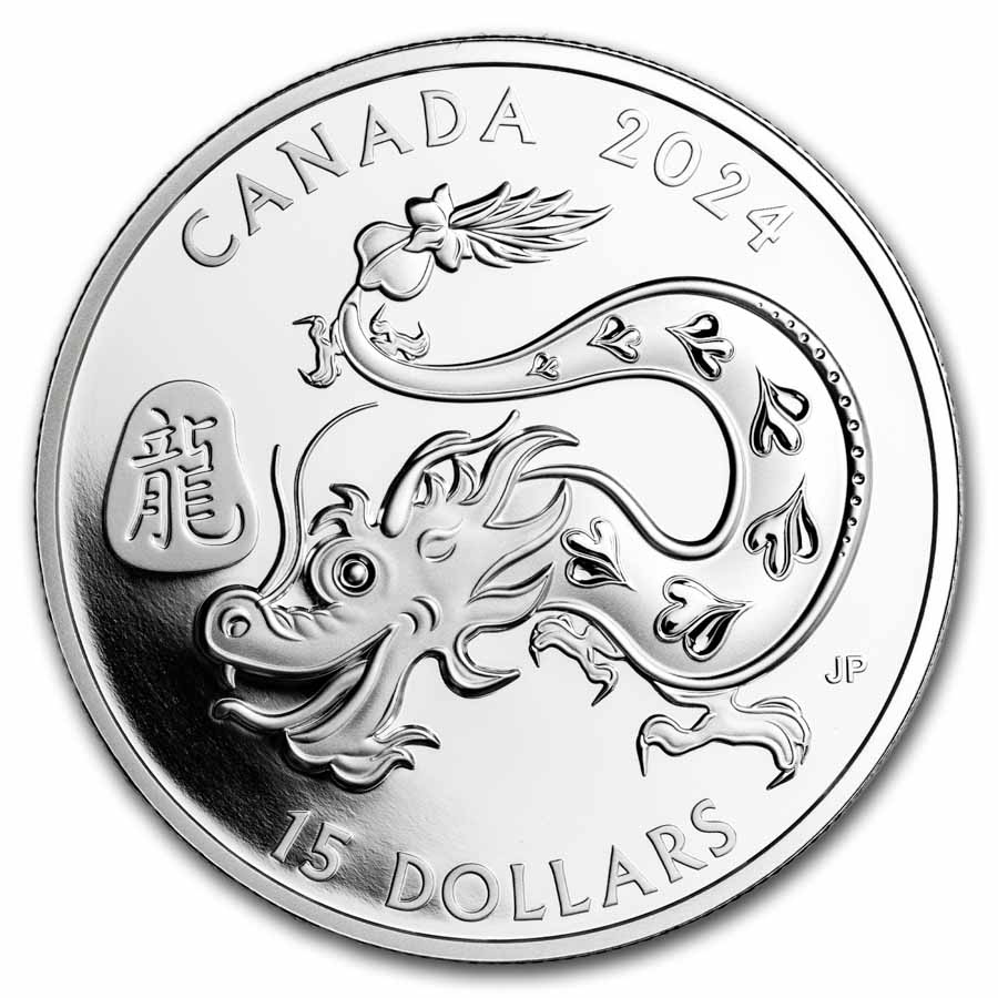 2024 Canada 1 Oz Proof Silver 15 Lunar Year Of The Dragon   2024 Canada 1 Oz Proof Silver 15 Lunar Year Of The Dragon 285767 Slab 