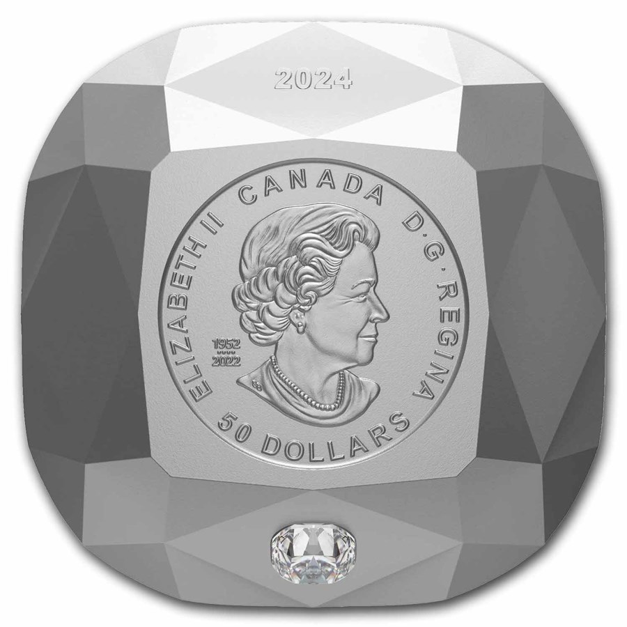 2024 Canada Silver $50 De Beers Ideal Cushion Diamond (w/Box/COA)