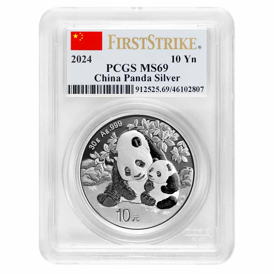 2024 China 30 Gram Silver Panda MS 69 PCGS FS Flag Label   2024 China 30 Gram Silver Panda Ms 69 Pcgs Fs Flag Label 286436 Slab 