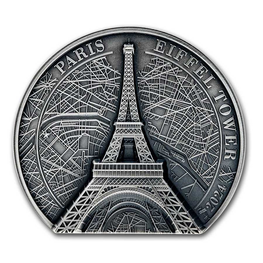 2024 Cook Islands 5 oz Silver Antique Eiffel Tower