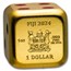 2024 Fiji 1 oz AG Gilded $1 Year of The Dragon Dice Coin Box/COA