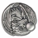 2024 Fiji 2 oz Dragon Shaped Silver High Relief Antiqued Coin