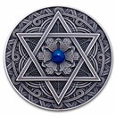 2024 Fiji 3 oz Antique Finish Silver Mandala Art (Jewish)