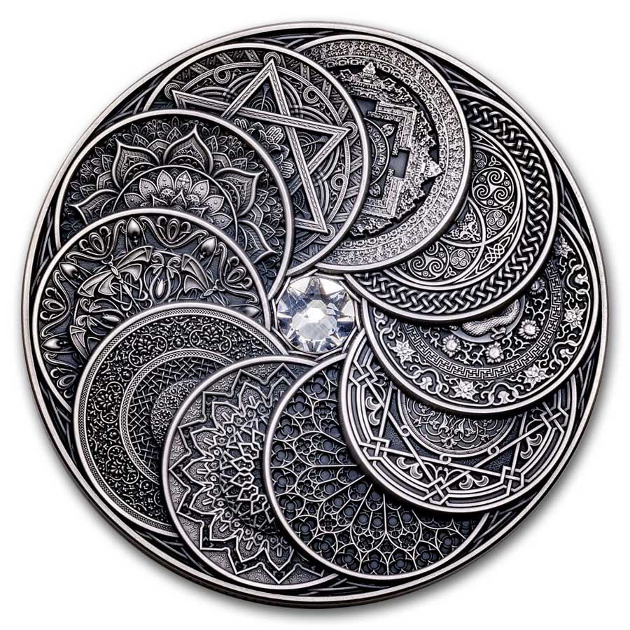 2024 Fiji 5 oz Antique Finish Silver Special Edition Mandala Art