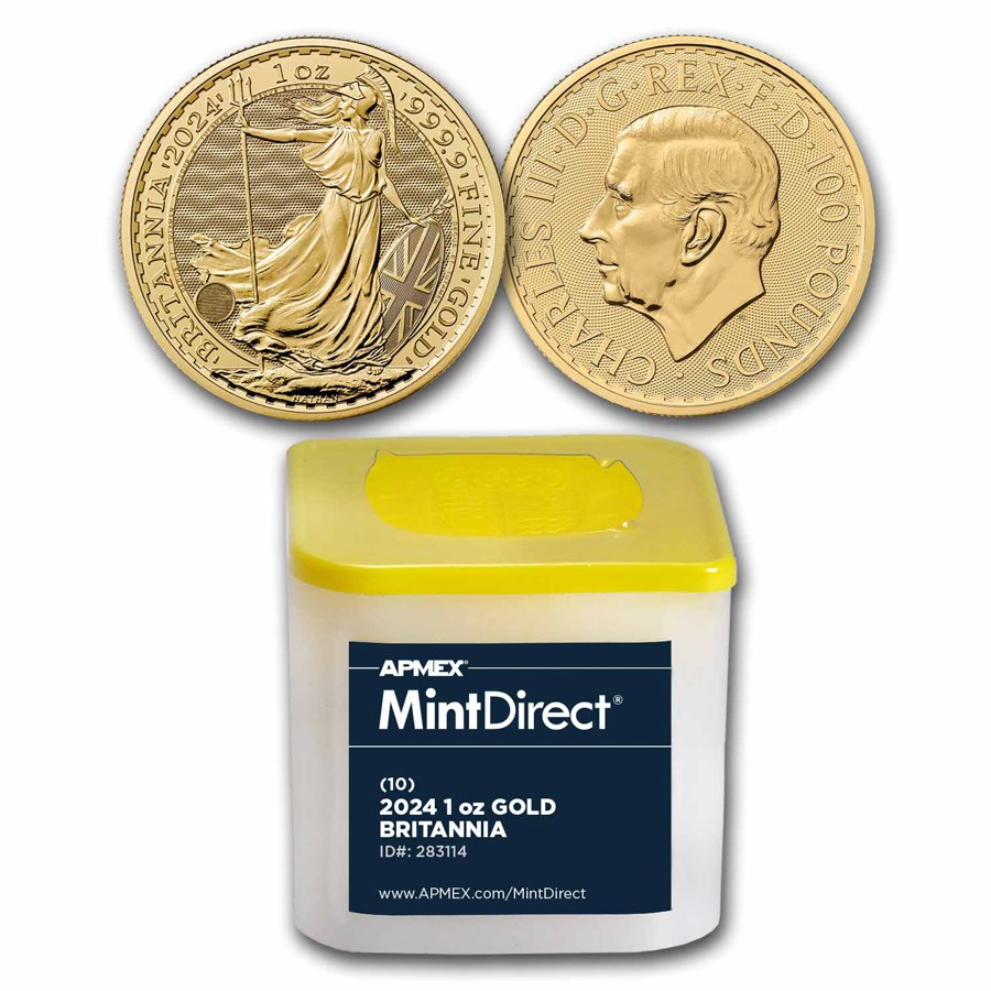 2024 GB 1 oz Gold Britannia 10-Coin MintDirect® Tube (King)