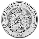 2024 GB 2 oz Silver Royal Tudor Beasts Tudor Dragon BU