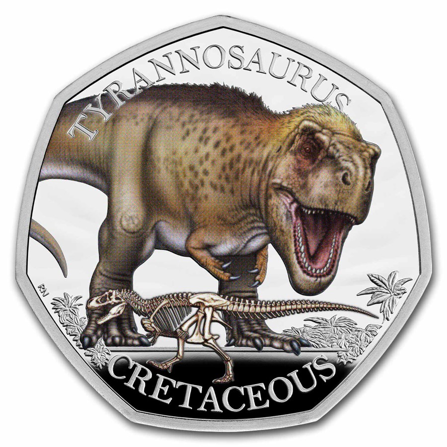 2024 GB Tyrannosaurus Rex 50p Silver Proof Color Coin