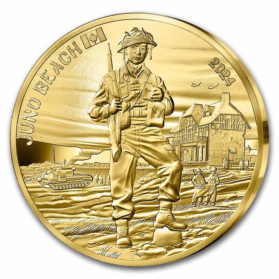 2024 Gold €50 80th Anniversary of D-Day Proof: Juno Beach