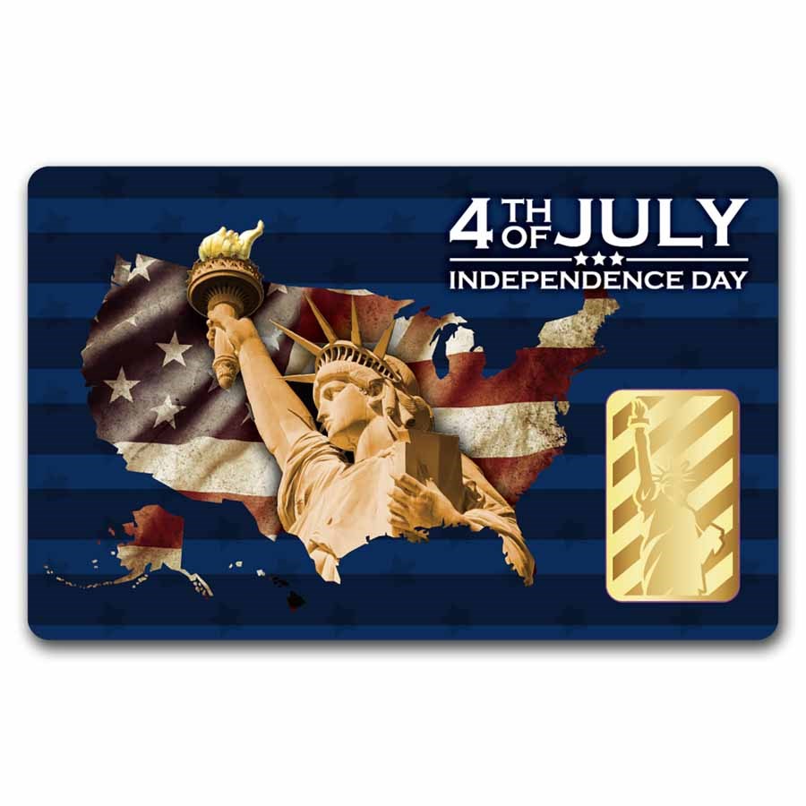 2024 Independence Day 4th of July 1/10 oz Gold BU (in Assay card)