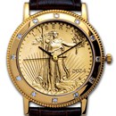 2024 Men's 1/2 oz Gold Liberty w/ Diamonds Leather Band Watch