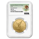 2024 Mexico 1/2 oz Gold Libertad MS-70 NGC (ER, Coat of Arms)