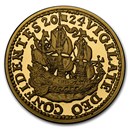 2024 Netherlands Gold Piedfort PF Ship Shilling (w/ Acrylic Box)