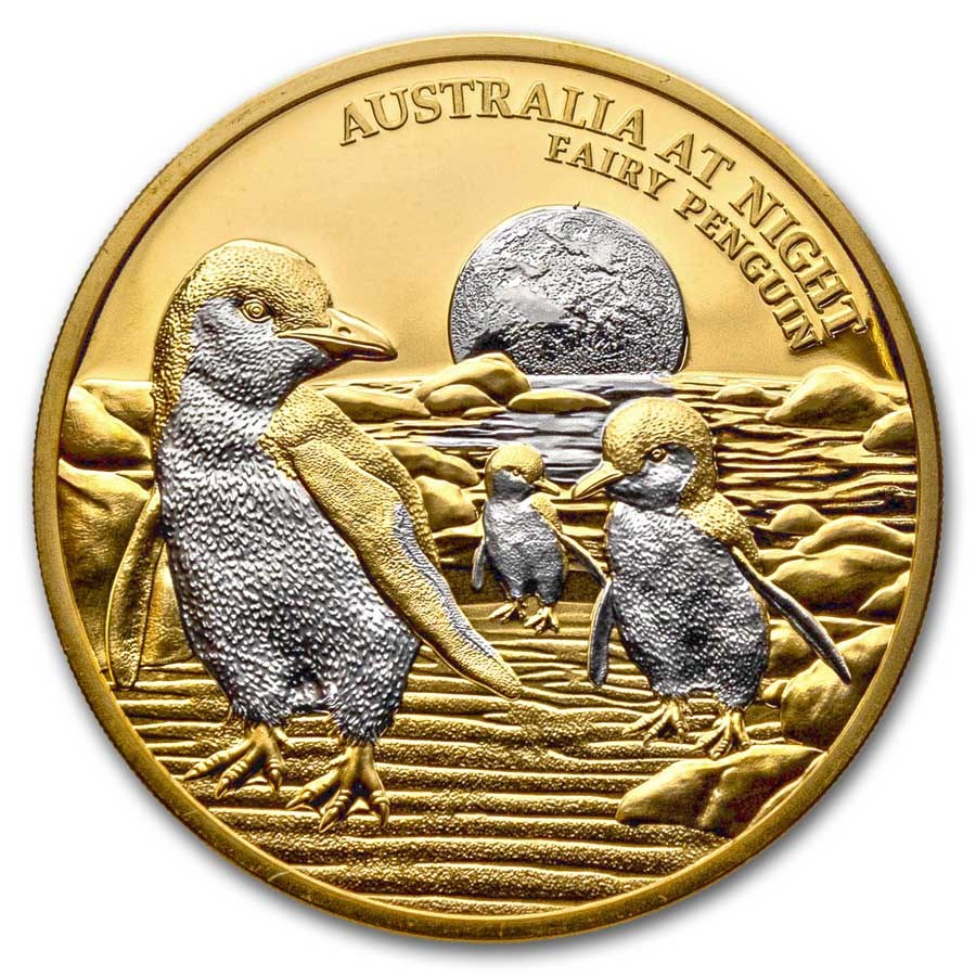 2024 Niue 1 oz Gold Proof Australia at Night (Fairy Penguin)