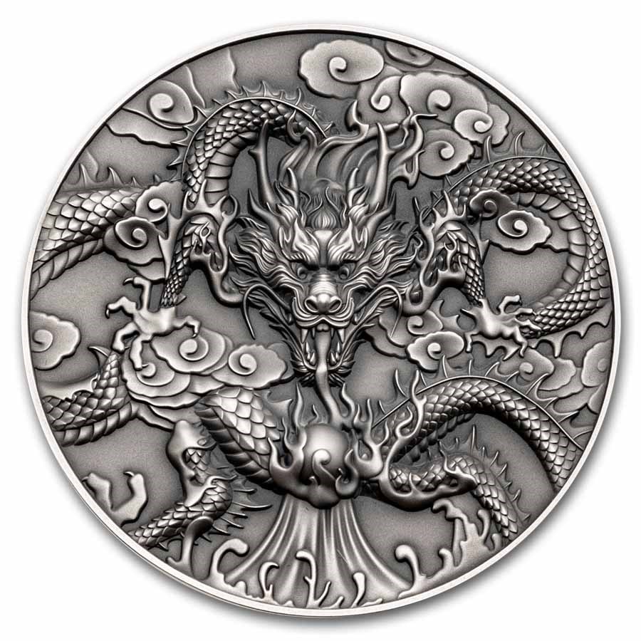 2024 Niue 5 oz Silver Antique High Relief Dragon